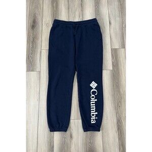 Columbia Pants Mens Size L Blue Fleece Sweat Joggers Spell Out Logo Athletic